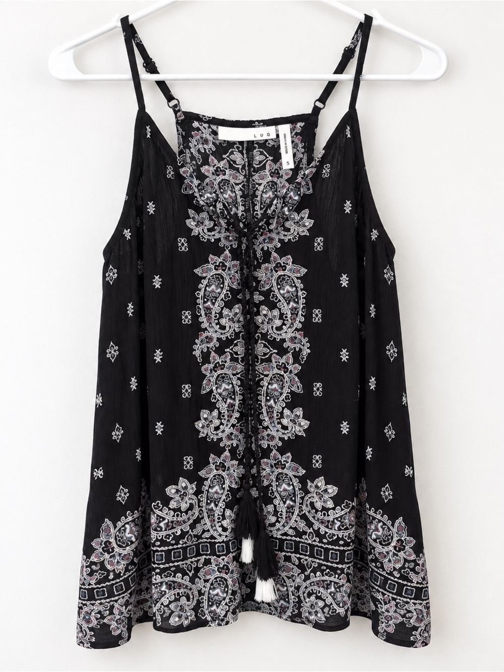 Lua black paisley boho cami